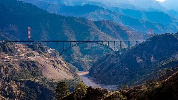 PTI : Chenab rail bridge over the Chenab river in Reasi district |